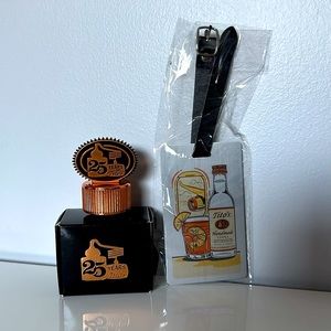 NIB Tito’s Vodka 25th Collector’s Rose Gold Bottle Topper, Luggage Tag Keychain